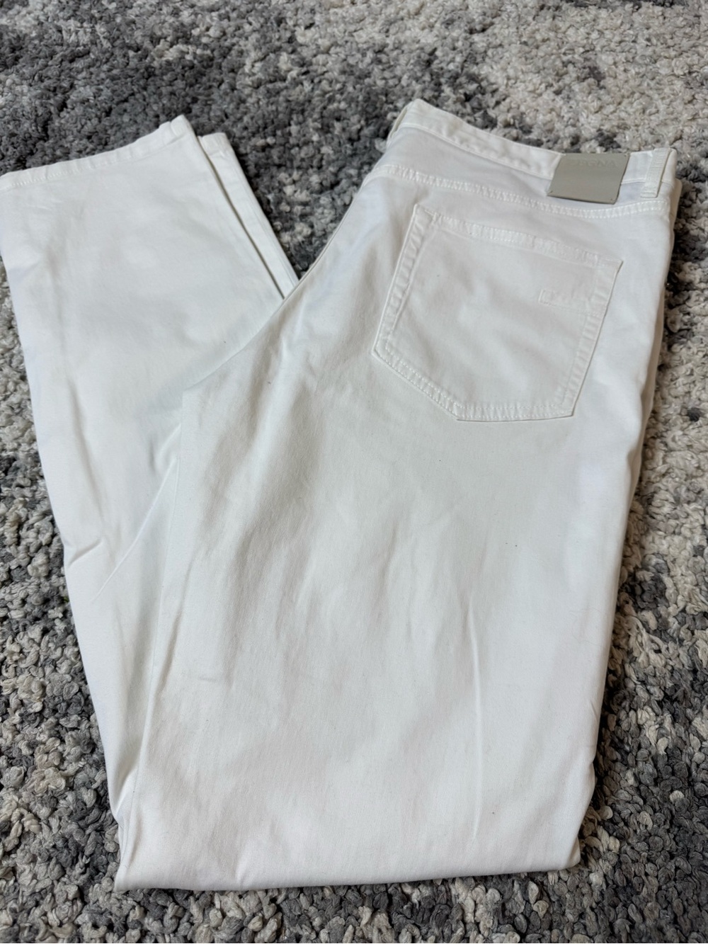 Zegna, Mens Slim Fit Flat Front Chino Trousers Pants in White, US Size: 38 - Picture 2 of 8